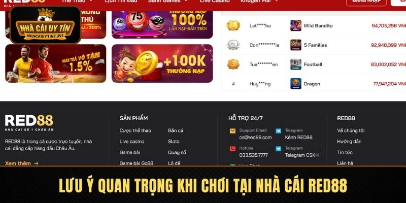 Lưu ý quan trọng khi chơi tại nhà cái RED88 Lưu ý quan trọng khi chơi tại nhà cái RED88