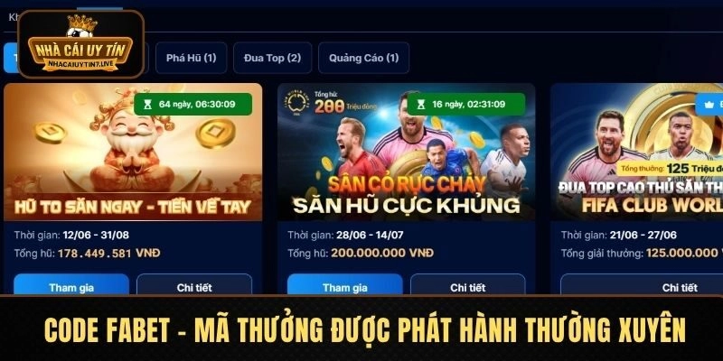 Code FABET - mã thưởng được phát hành thường xuyên