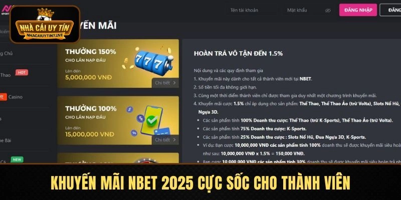 Các khuyến mãi NBET 2025 cực lớn Các khuyến mãi NBET 2025 cực lớn