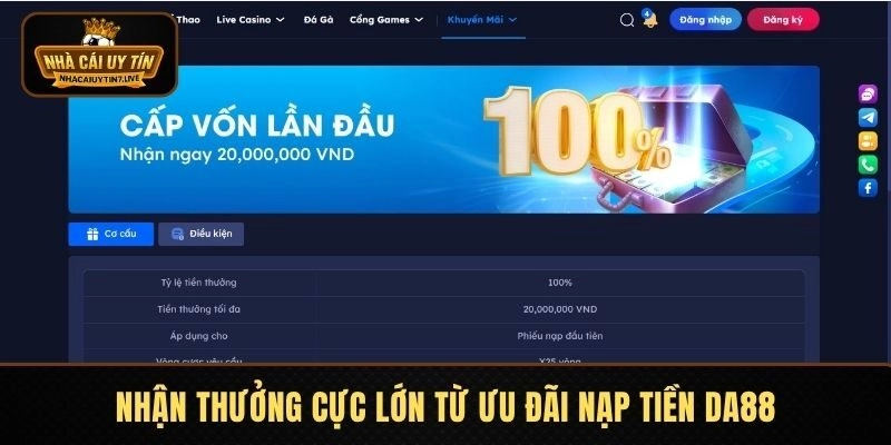 Nhận thưởng cực lớn từ ưu đãi nạp tiền DA88 Nhận thưởng cực lớn từ ưu đãi nạp tiền DA88